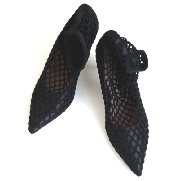 Zara Shoes - Gorgeous Zara Black Fishnet and Satin Trim Kitten Ankle Heel Boots 7.5 (38)